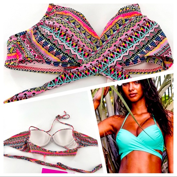 Victoria's Secret Other - Victoria’s  Secret Bikini Top Wrap Halter Aztec size 34 B